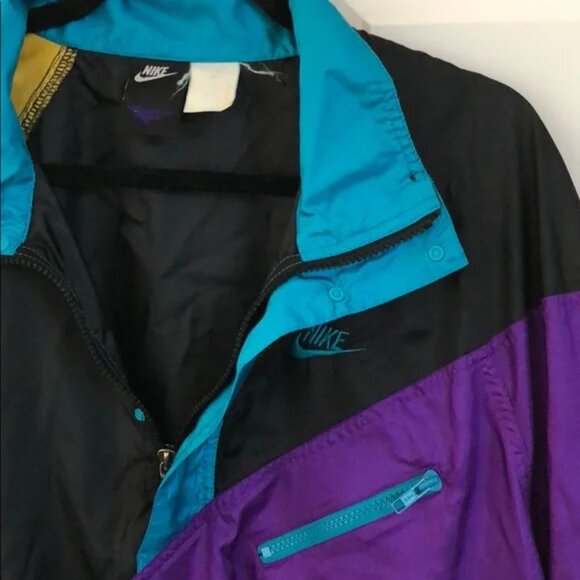 Vintage Nike Flight 90's retro royal color block nylon track jacket windbreaker - Picture 8 of 15